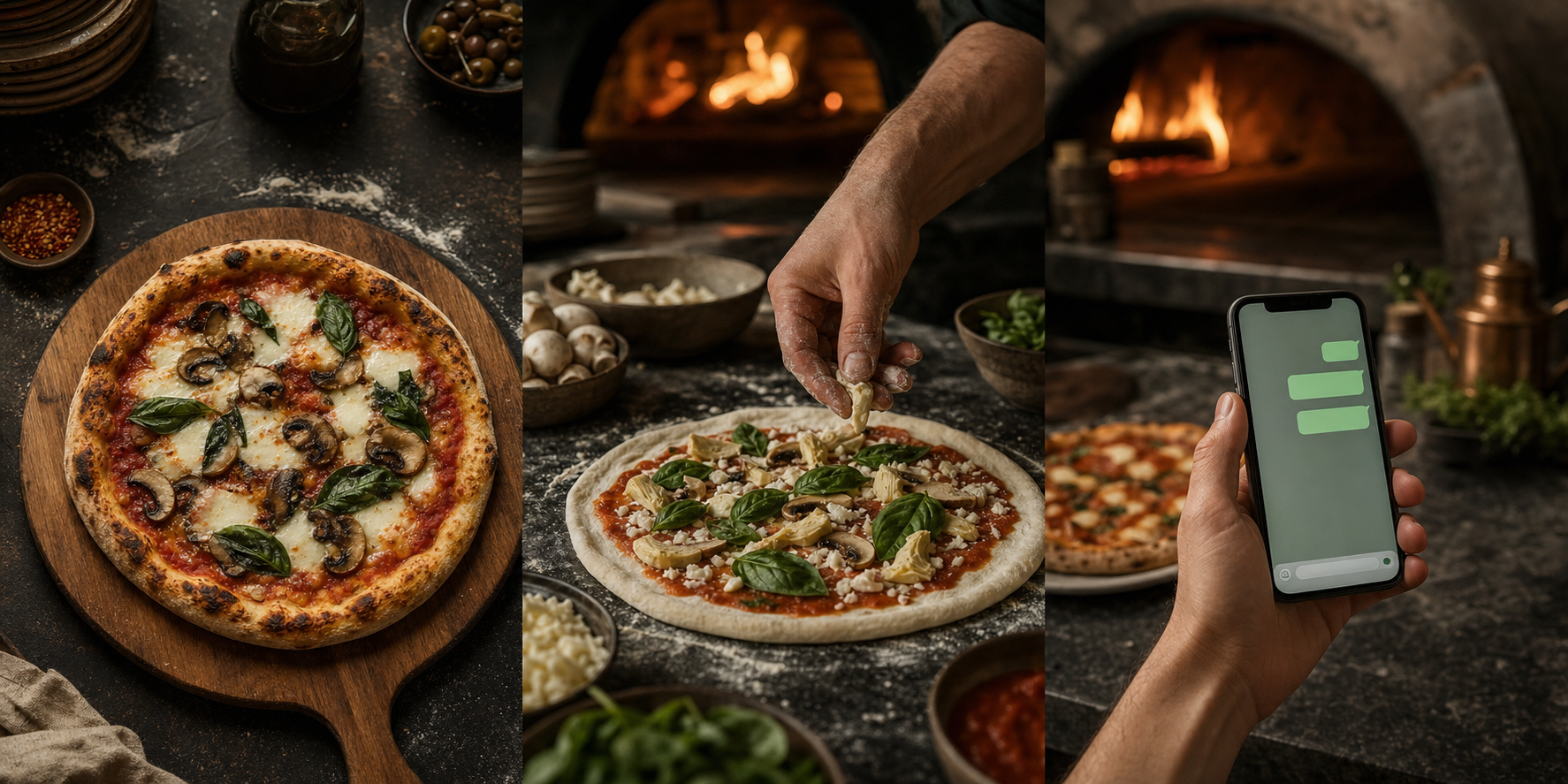 Pizza artesanal lista para elegir